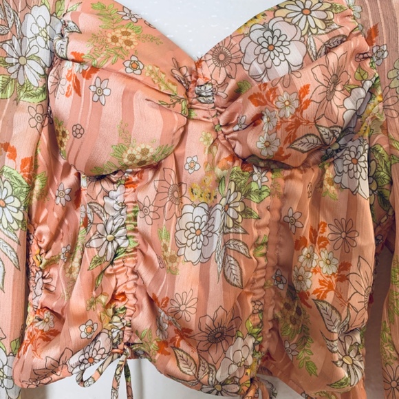 Maddden NYC Corset Top Juniors Medium Pink Ruched Coquette Lolita Fairy Core - Picture 2 of 14